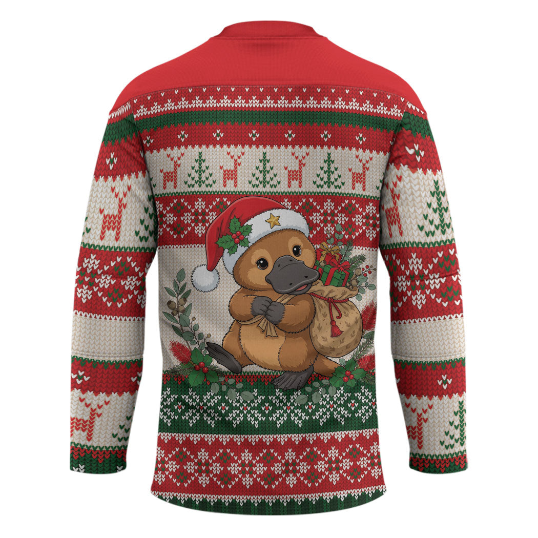Aussie Platypus Christmas Hockey Jersey Festive Knitted Pattern Inspired