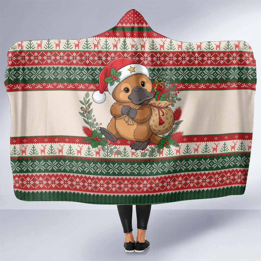 Aussie Platypus Christmas Hooded Blanket Festive Knitted Pattern Inspired