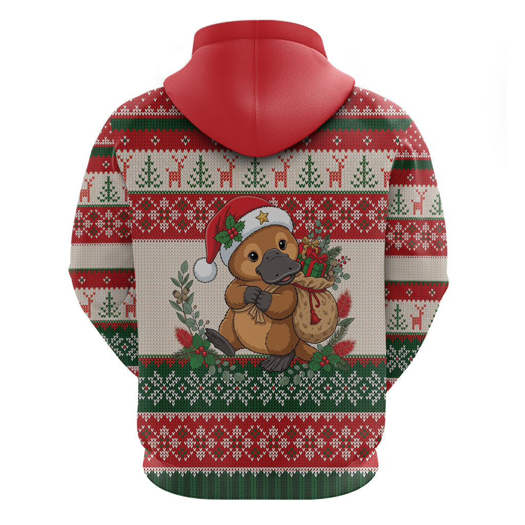 Aussie Platypus Christmas Hoodie Festive Knitted Pattern Inspired