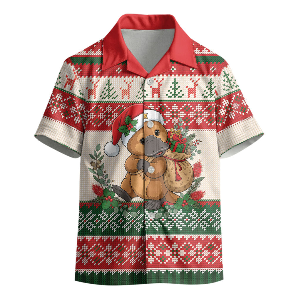 Aussie Platypus Christmas Kid Hawaiian Shirt Festive Knitted Pattern Inspired