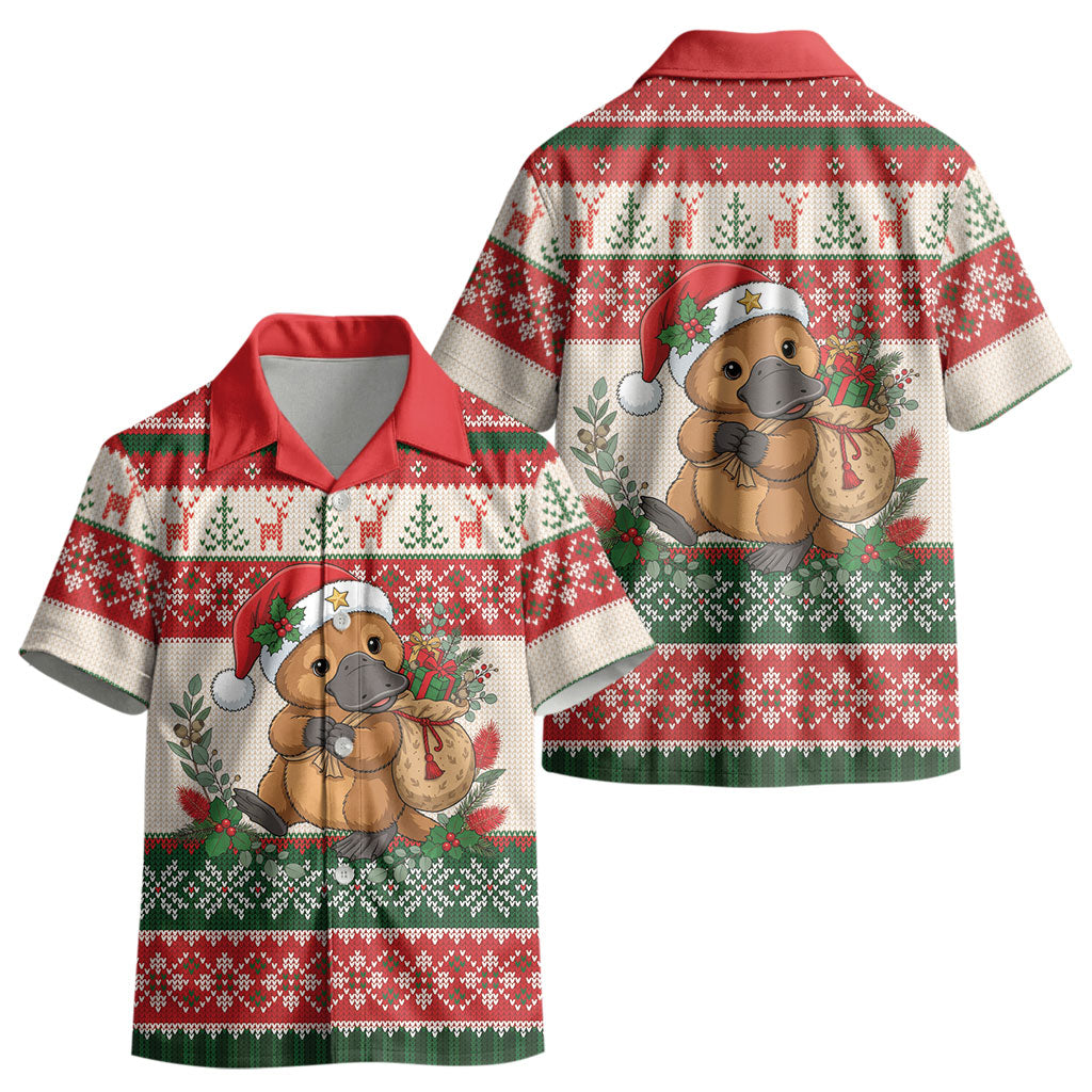 Aussie Platypus Christmas Kid Hawaiian Shirt Festive Knitted Pattern Inspired