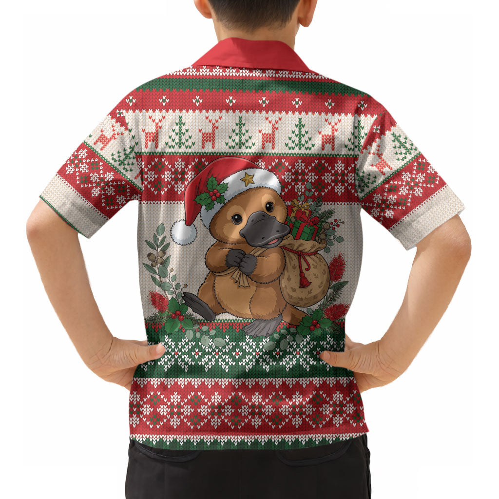 Aussie Platypus Christmas Kid Hawaiian Shirt Festive Knitted Pattern Inspired