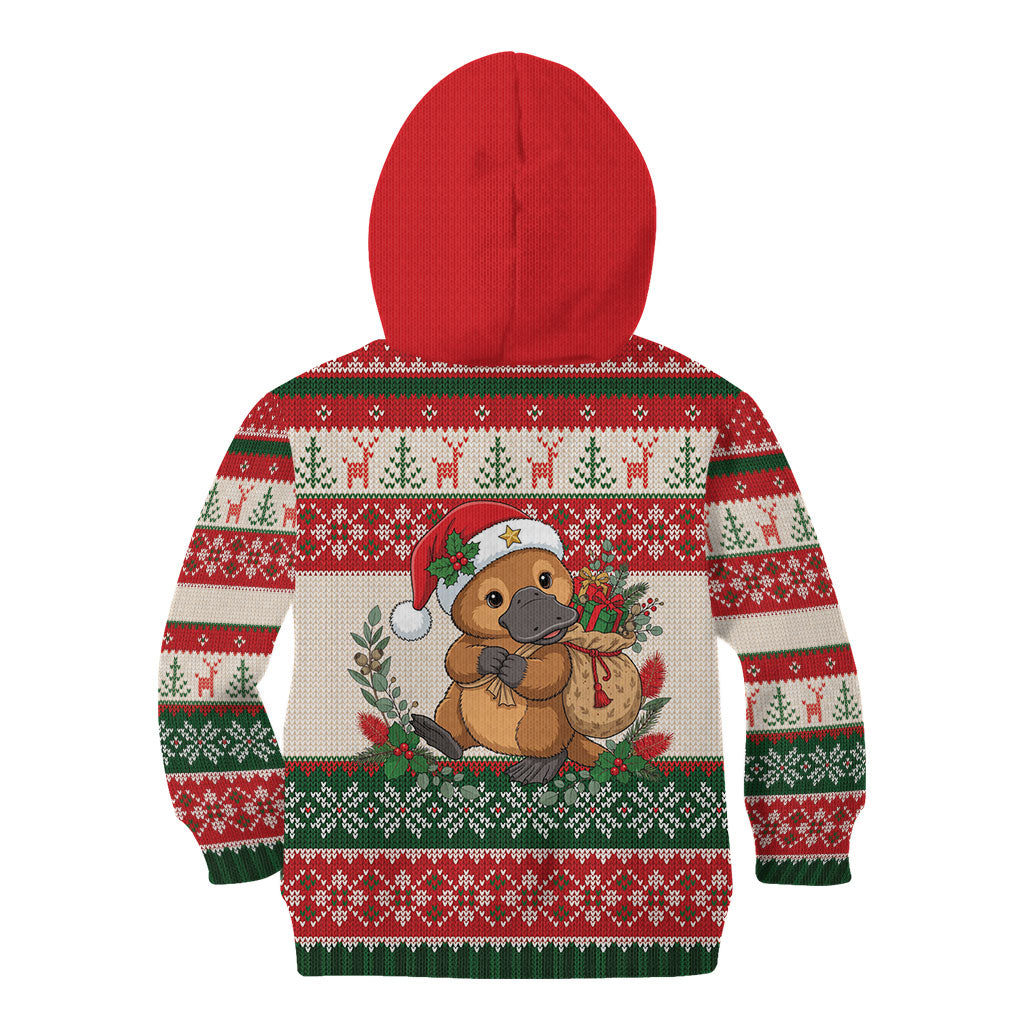 Aussie Platypus Christmas Kid Hoodie Festive Knitted Pattern Inspired