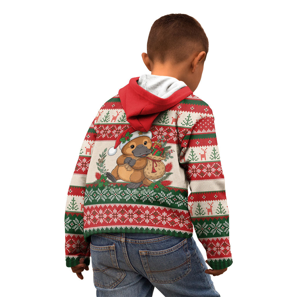 Aussie Platypus Christmas Kid Hoodie Festive Knitted Pattern Inspired