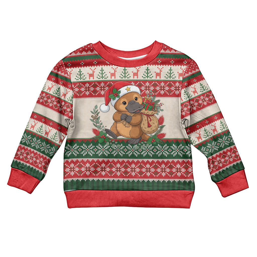 Aussie Platypus Christmas Kid Ugly Christmas Sweater Festive Knitted Pattern Inspired