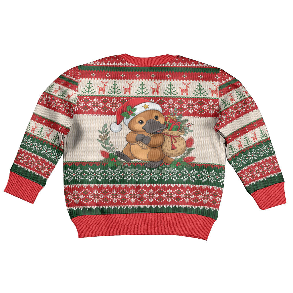 Aussie Platypus Christmas Kid Ugly Christmas Sweater Festive Knitted Pattern Inspired