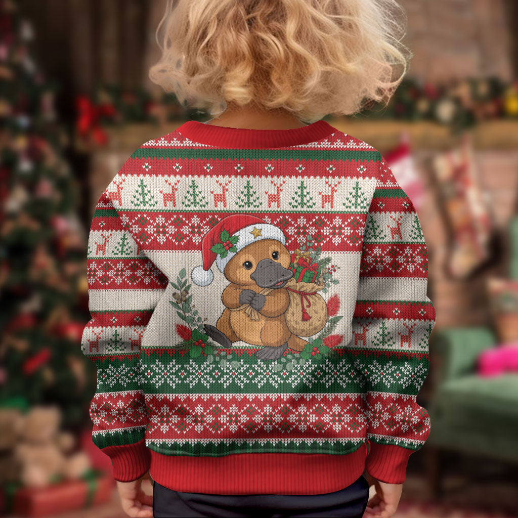 Aussie Platypus Christmas Kid Ugly Christmas Sweater Festive Knitted Pattern Inspired