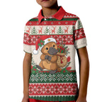 Aussie Platypus Christmas Kid Polo Shirt Festive Knitted Pattern Inspired