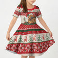 Aussie Platypus Christmas Kid Short Sleeve Dress Festive Knitted Pattern Inspired