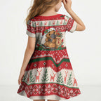 Aussie Platypus Christmas Kid Short Sleeve Dress Festive Knitted Pattern Inspired