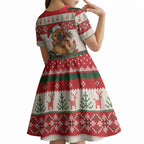 Aussie Platypus Christmas Kid Short Sleeve Dress Festive Knitted Pattern Inspired