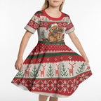 Aussie Platypus Christmas Kid Short Sleeve Dress Festive Knitted Pattern Inspired
