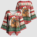 Aussie Platypus Christmas Kimono Sleeve Blouse Festive Knitted Pattern Inspired