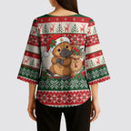 Aussie Platypus Christmas Kimono Sleeve Blouse Festive Knitted Pattern Inspired