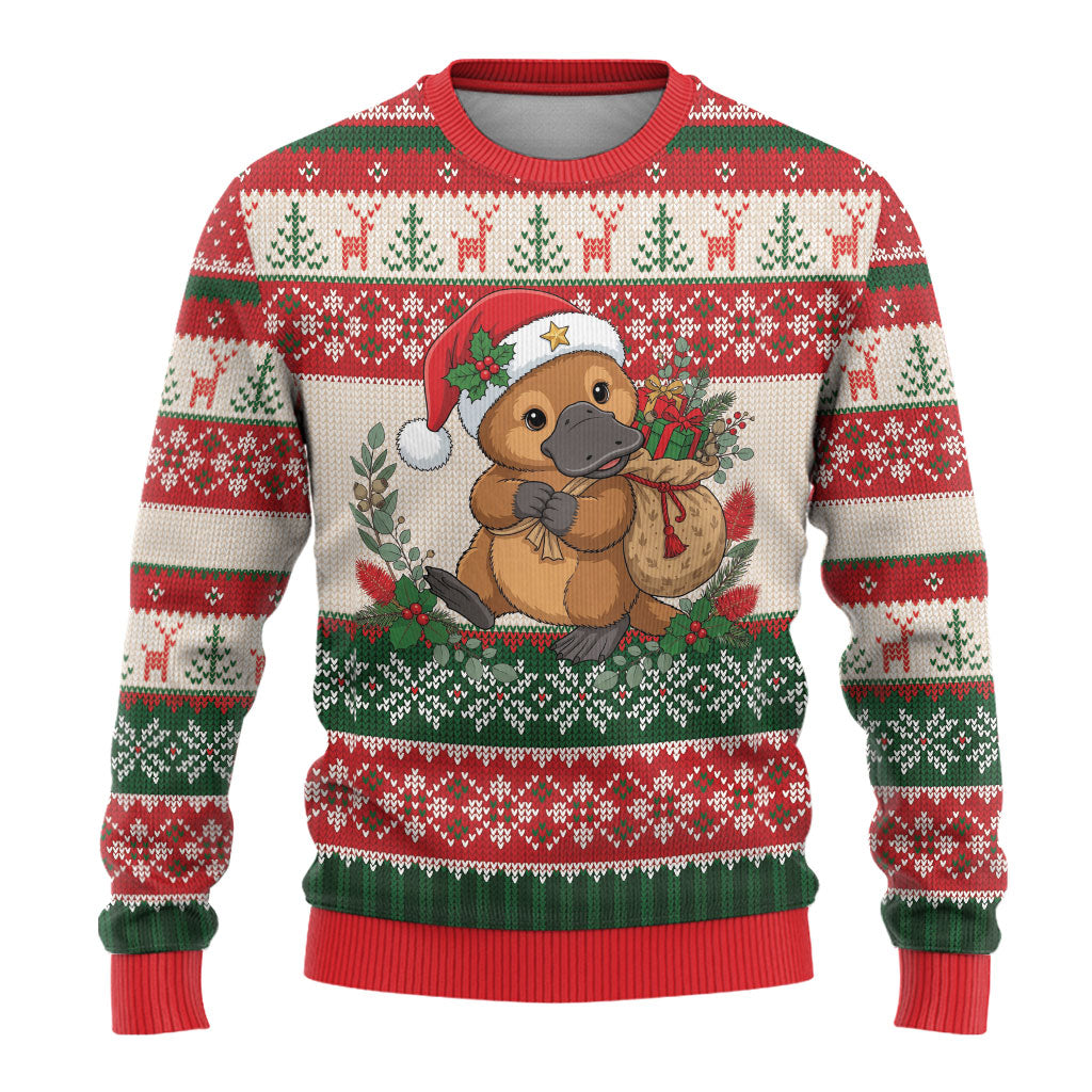 Aussie Platypus Christmas Ugly Christmas Sweater Festive Knitted Pattern Inspired
