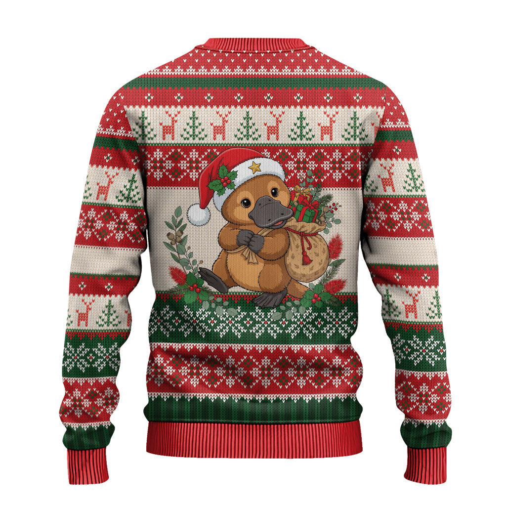 Aussie Platypus Christmas Ugly Christmas Sweater Festive Knitted Pattern Inspired