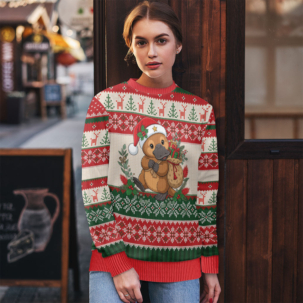 Aussie Platypus Christmas Ugly Christmas Sweater Festive Knitted Pattern Inspired