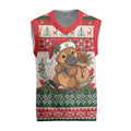 Aussie Platypus Christmas Knitted V-Neck Vest Festive Knitted Pattern Inspired