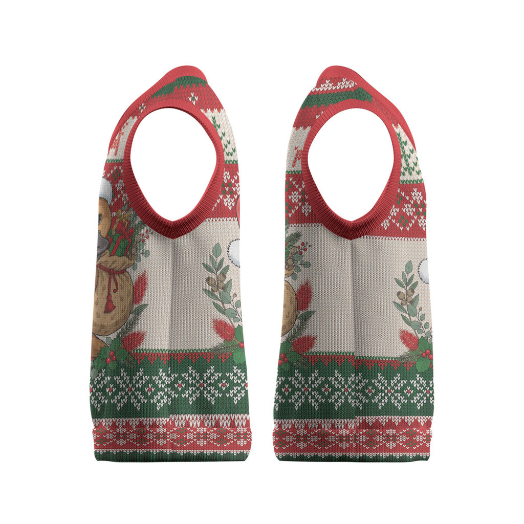 Aussie Platypus Christmas Knitted V-Neck Vest Festive Knitted Pattern Inspired