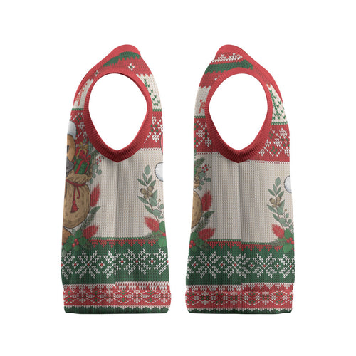 Aussie Platypus Christmas Knitted V-Neck Vest Festive Knitted Pattern Inspired