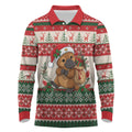 Aussie Platypus Christmas Long Sleeve Polo Shirt Festive Knitted Pattern Inspired