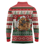 Aussie Platypus Christmas Long Sleeve Polo Shirt Festive Knitted Pattern Inspired