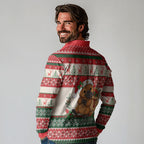 Aussie Platypus Christmas Long Sleeve Polo Shirt Festive Knitted Pattern Inspired