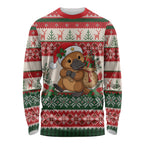 Aussie Platypus Christmas Long Sleeve Shirt Festive Knitted Pattern Inspired