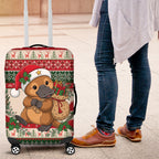 Aussie Platypus Christmas Luggage Cover Festive Knitted Pattern Inspired