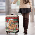 Aussie Platypus Christmas Luggage Cover Festive Knitted Pattern Inspired