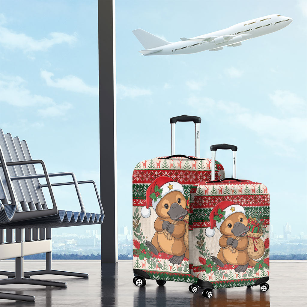 Aussie Platypus Christmas Luggage Cover Festive Knitted Pattern Inspired