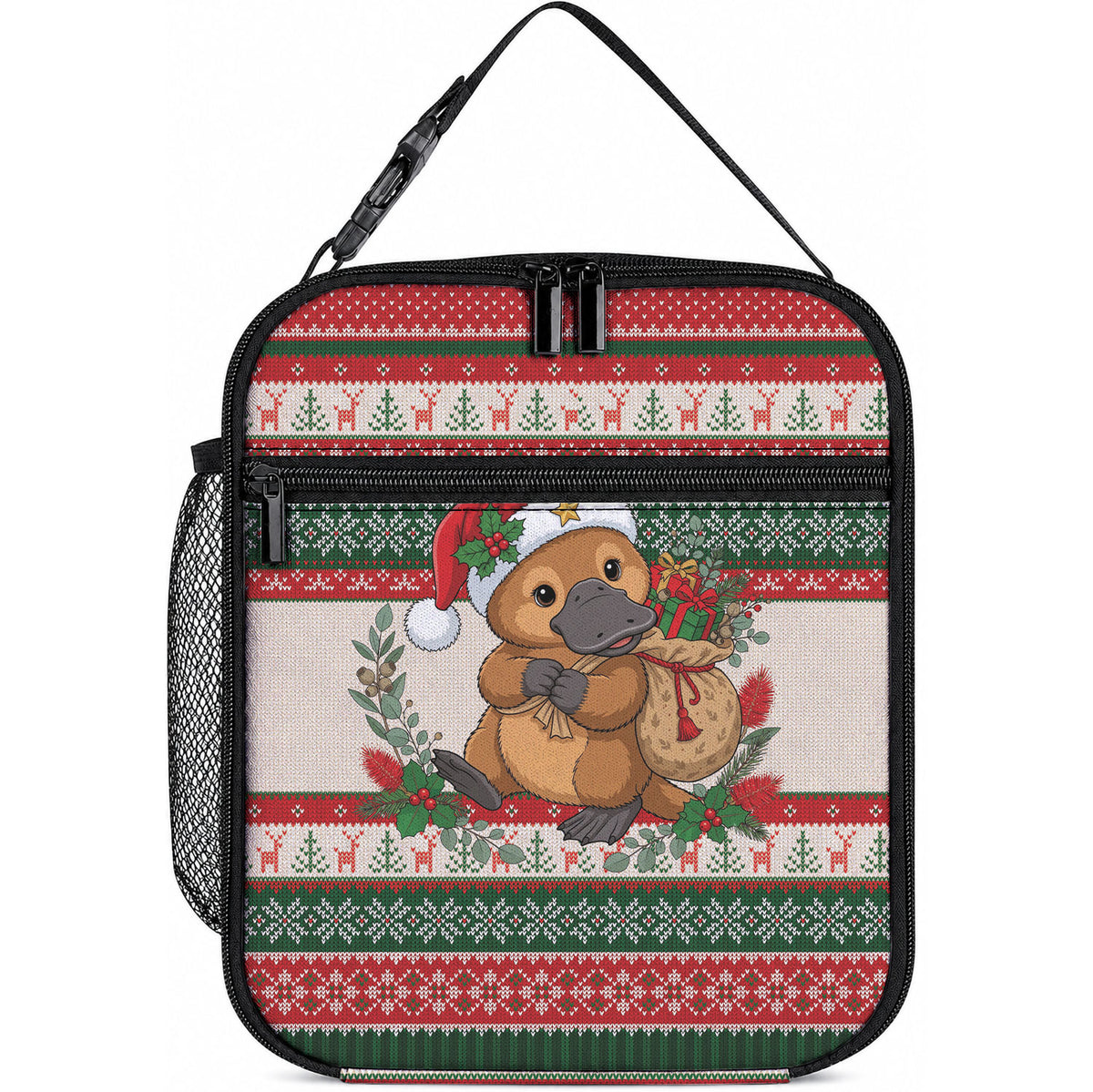 Aussie Platypus Christmas Lunch Bag Festive Knitted Pattern Inspired