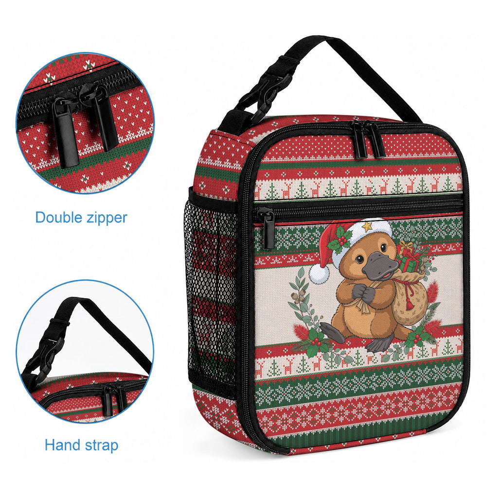 Aussie Platypus Christmas Lunch Bag Festive Knitted Pattern Inspired