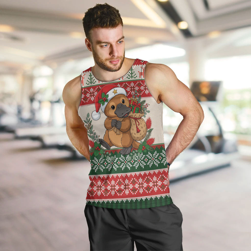 Aussie Platypus Christmas Men Tank Top Festive Knitted Pattern Inspired