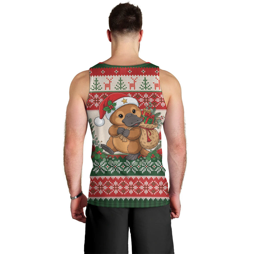 Aussie Platypus Christmas Men Tank Top Festive Knitted Pattern Inspired
