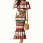 Aussie Platypus Christmas Mermaid Dress Festive Knitted Pattern Inspired