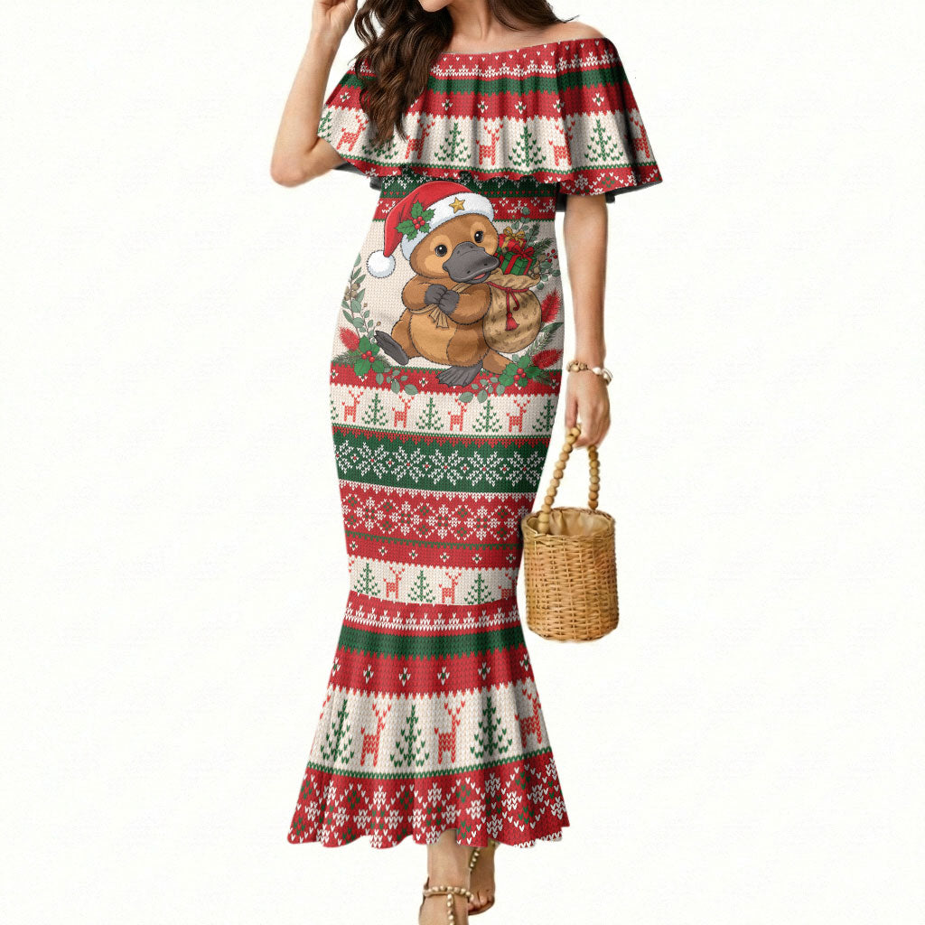 Aussie Platypus Christmas Mermaid Dress Festive Knitted Pattern Inspired
