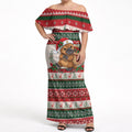 Aussie Platypus Christmas Off Shoulder Maxi Dress Festive Knitted Pattern Inspired