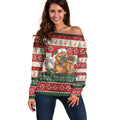 Aussie Platypus Christmas Off Shoulder Sweater Festive Knitted Pattern Inspired
