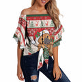 Aussie Platypus Christmas Off Shoulder Wrap Waist Top Festive Knitted Pattern Inspired