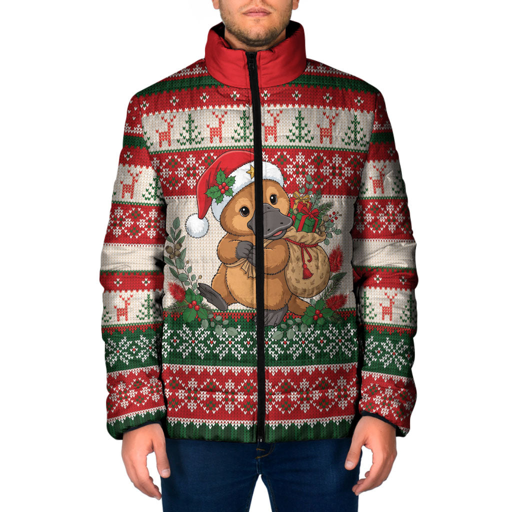 Aussie Platypus Christmas Padded Jacket Festive Knitted Pattern Inspired