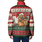Aussie Platypus Christmas Padded Jacket Festive Knitted Pattern Inspired