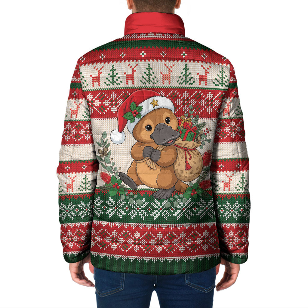 Aussie Platypus Christmas Padded Jacket Festive Knitted Pattern Inspired