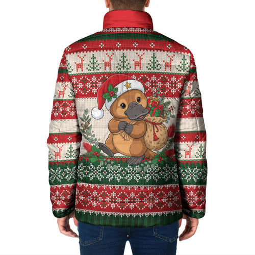 Aussie Platypus Christmas Padded Jacket Festive Knitted Pattern Inspired