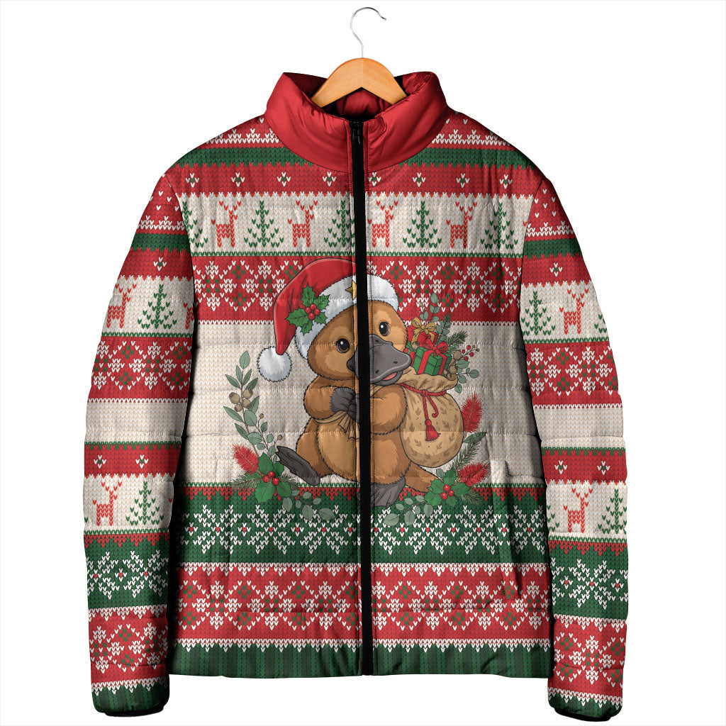 Aussie Platypus Christmas Padded Jacket Festive Knitted Pattern Inspired