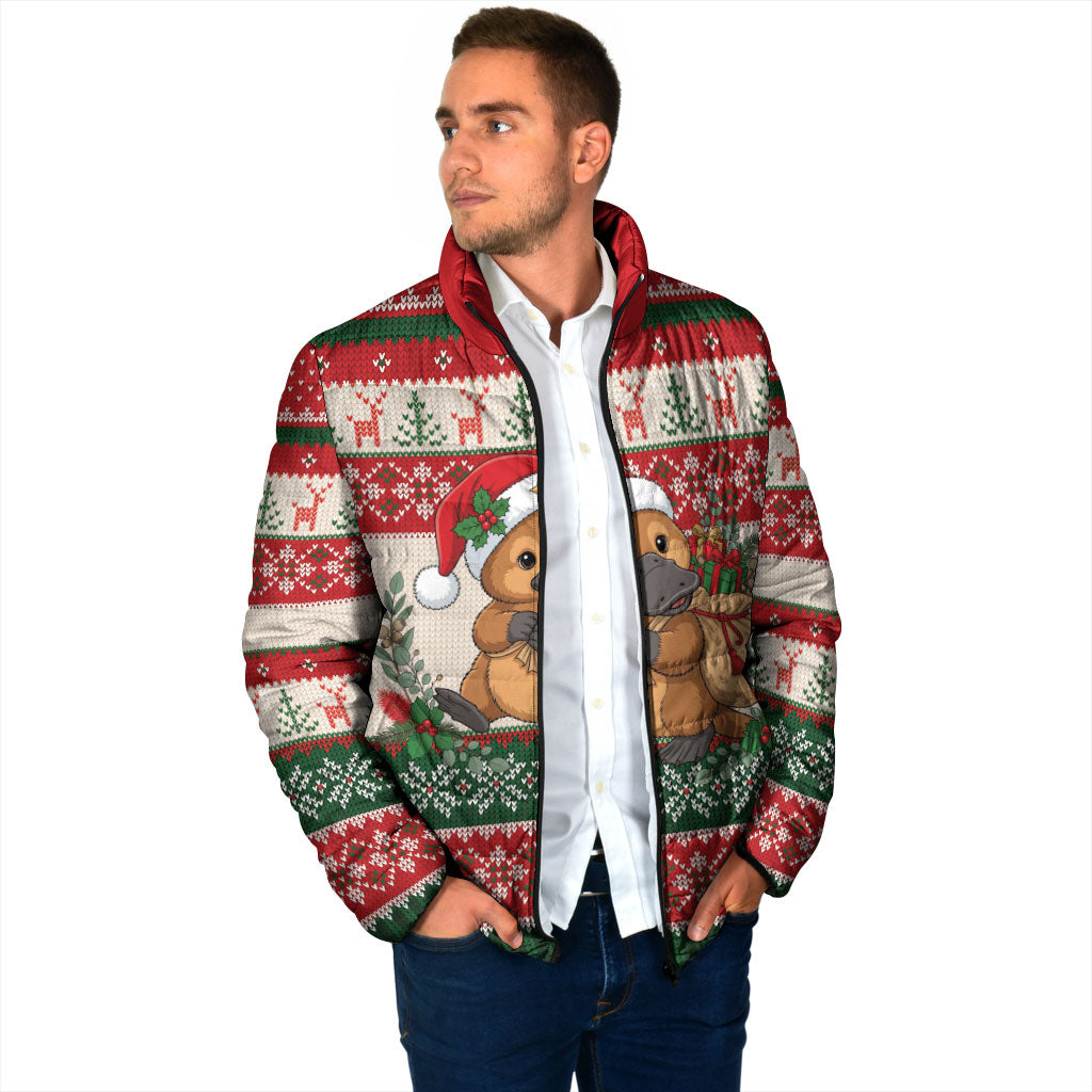 Aussie Platypus Christmas Padded Jacket Festive Knitted Pattern Inspired