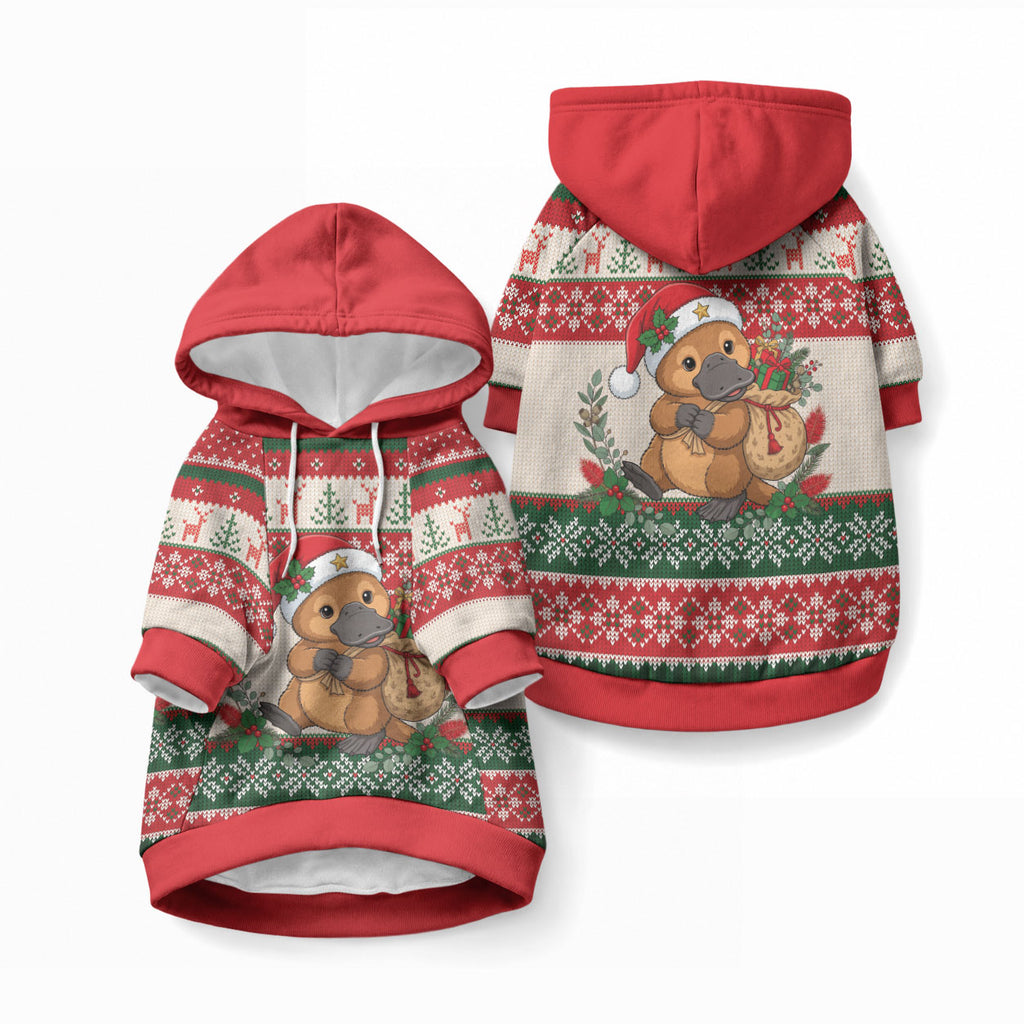 Aussie Platypus Christmas Pet Hoodie Festive Knitted Pattern Inspired