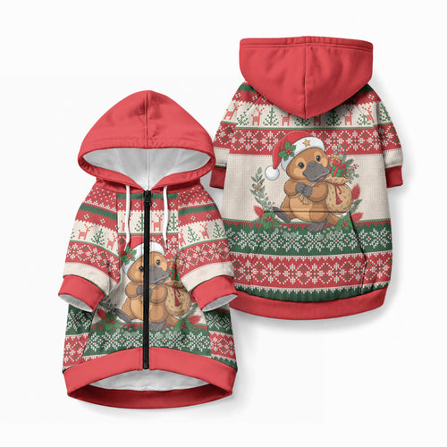 Aussie Platypus Christmas Pet Hoodie Festive Knitted Pattern Inspired