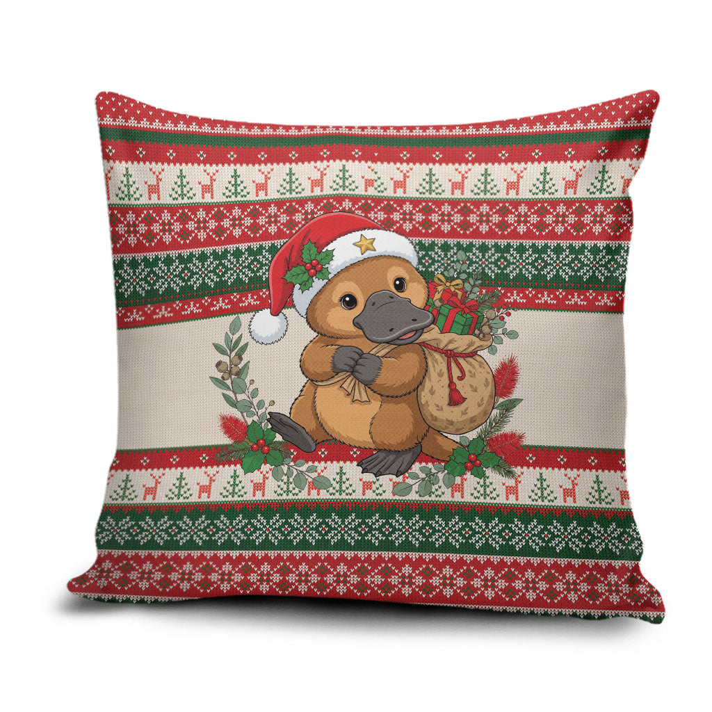 Aussie Platypus Christmas Pillow Cover Festive Knitted Pattern Inspired