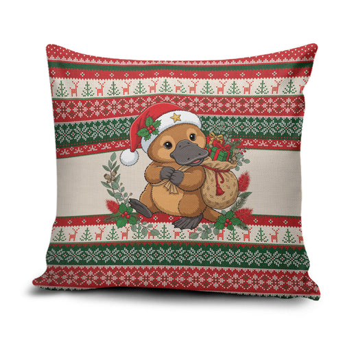 Aussie Platypus Christmas Pillow Cover Festive Knitted Pattern Inspired
